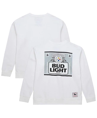 Mitchell & Ness x Bud Light Men's White Pittsburgh Steelers The Crest Pullover Sweatshirt
