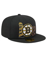 New Era Men's Black Boston Bruins State Stitch 59FIFTY Fitted Hat