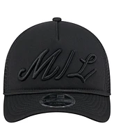 New Era Men's Black Milwaukee Brewers City Initial 9FORTY A-Frame M-Crown Adjustable Trucker Hat