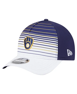 New Era Men's Navy Milwaukee Brewers Gradient 9FORTY M-Crown Adjustable Hat