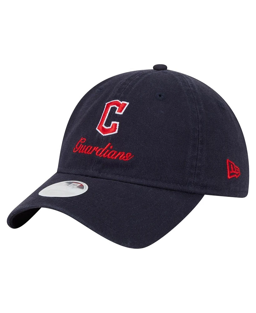 New Era Women's Navy Cleveland Guardians Preppy Team 9TWENTY Adjustable Hat