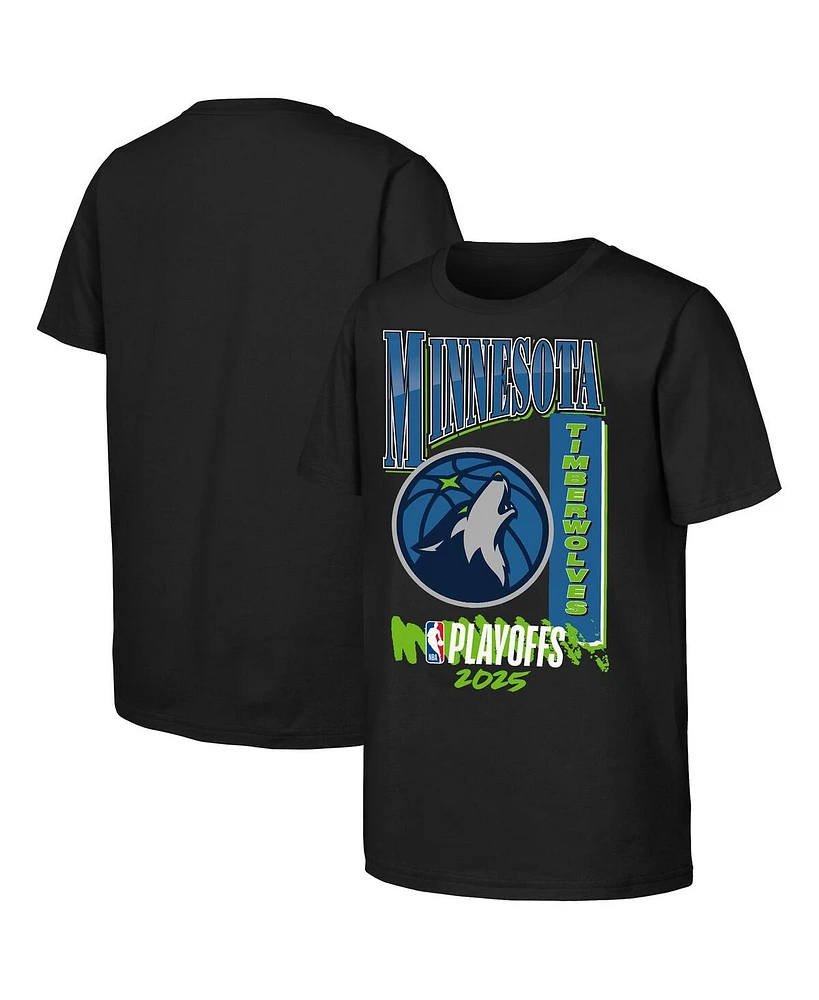 Outerstuff Big Boys and Girls Black Minnesota Timberwolves 2025 Nba Playoffs Hype T-Shirt