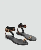 Mango Women's Animal Print Leather Sandals