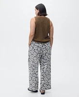 Mango Women's Floral Linen Pants
