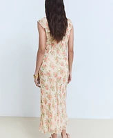 Mango Women's Bow Detail Floral Midi Dress