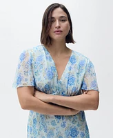 Mango Women's Short Sleeves Long Floral Dress