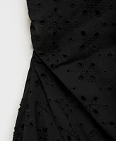 Mango Women's Openwork Embroidery Motifs Midi Dress