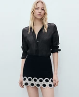 Mango Women's Circular Print Crochet Skirt