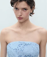 Mango Women's English Embroidered Strapless Dress