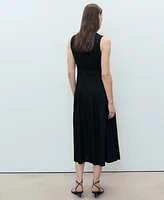 Mango Women's Belt Linen-Blend Midi Dress