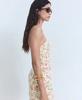 Mango Women's Strapless Floral Dress