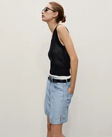 Mango Women's Straight Lyocell Bermuda Shorts