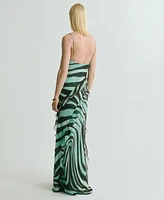 Mango Women's Zebra-Print Ruffle Dress