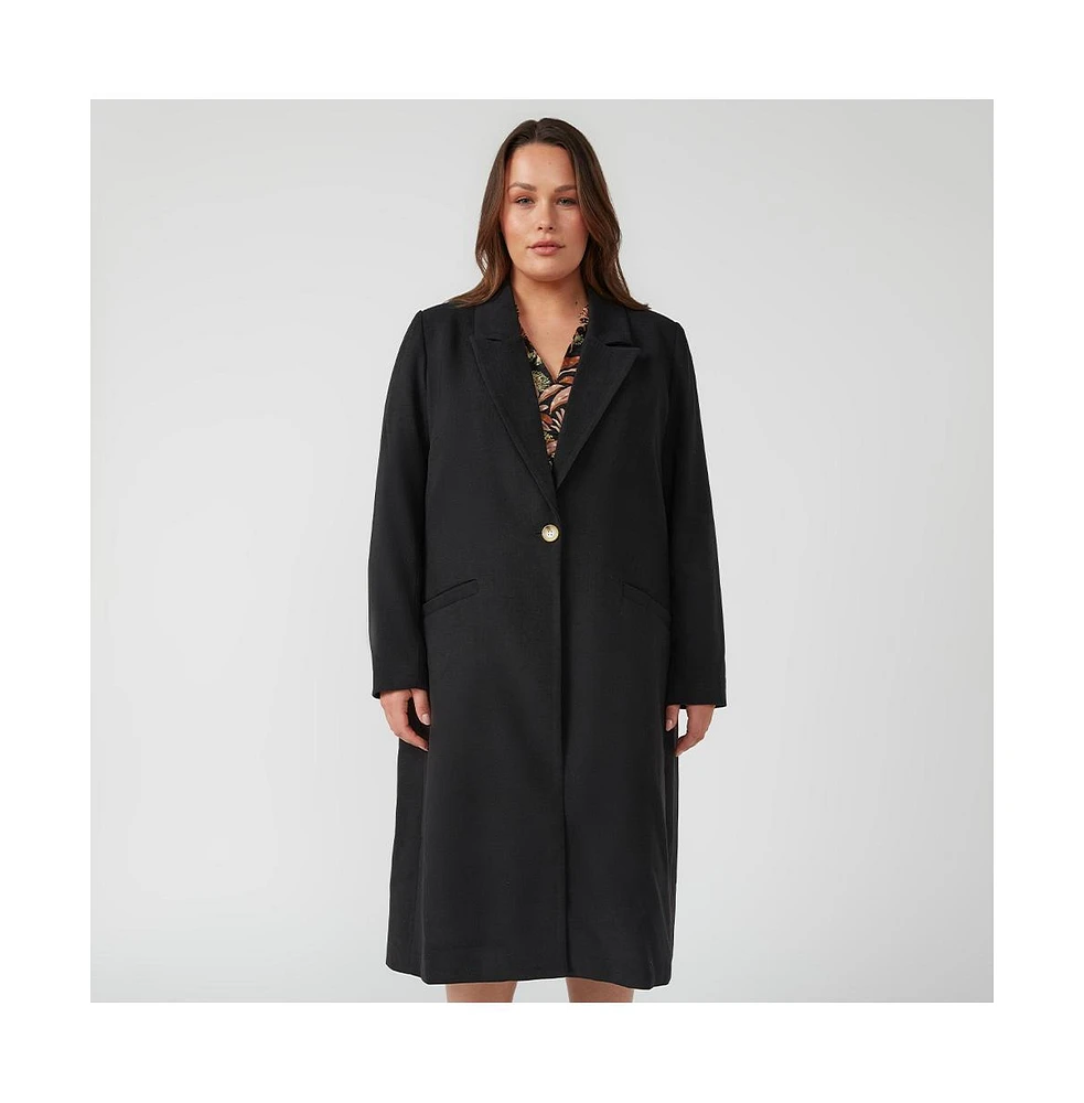 Estelle Long Line Black Full-Length Coat
