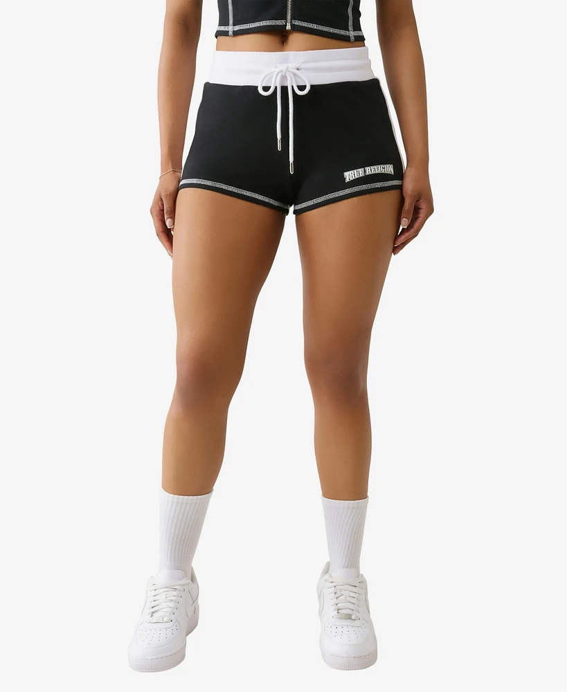 True Religion Women's French Terry Hot Zip Fly Shorts