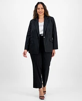 Kasper Plus Pinstriped Notched-Lapel Blazer