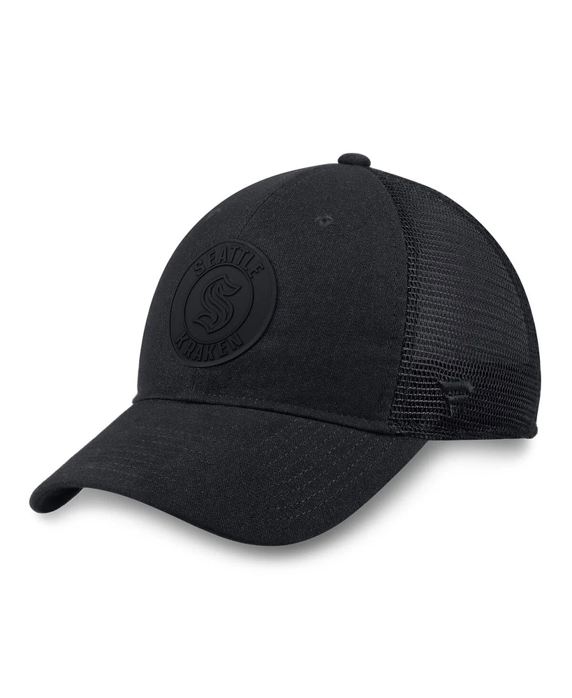 Fanatics Men's Black Seattle Kraken Team Haze Adjustable Trucker Hat