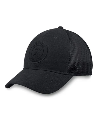 Fanatics Men's Black Seattle Kraken Team Haze Adjustable Trucker Hat