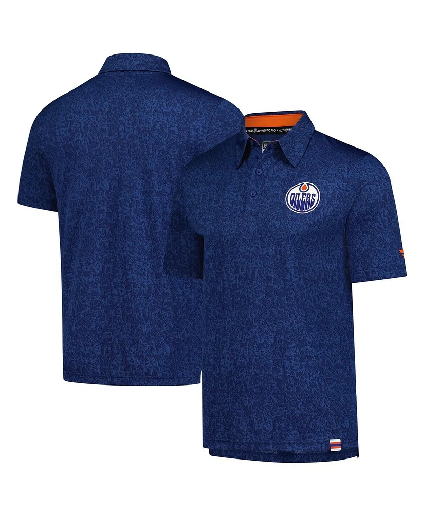 Fanatics Men's Royal Edmonton Oilers Authentic Pro Jacquard Polo Shirt