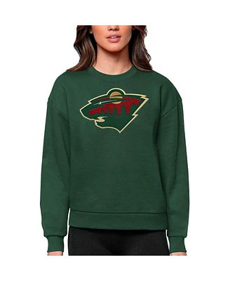 Antigua Women's Green Minnesota Wild Primary Logo Team Victory Crewneck Pullover Sweatshirt