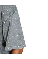 Gameday Couture Women's Gray Dallas Cowboys Oversized Mini Rhinestone Classic T-Shirt