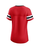 Fanatics Women's Red New Jersey Devils Iconic Athena Lace-Up T-Shirt