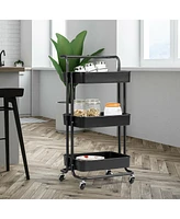 3-Tier Utility Cart Storage Rolling with Casters