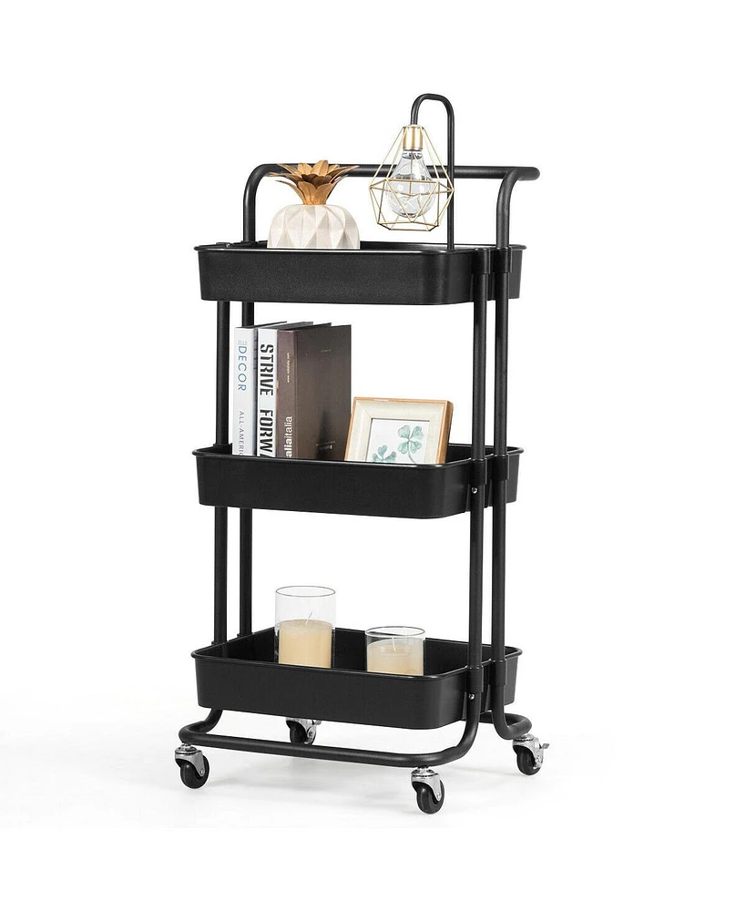 3-Tier Utility Cart Storage Rolling with Casters