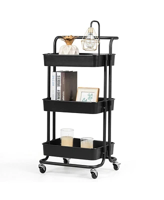 3-Tier Utility Cart Storage Rolling with Casters