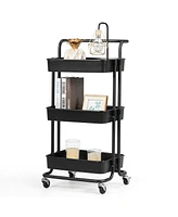 3-Tier Utility Cart Storage Rolling with Casters