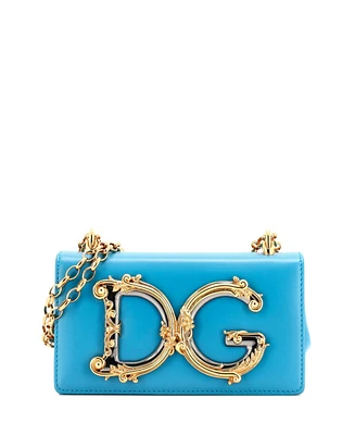 Pre-Owned Dolce & Gabbana Mini Dg Girls Flap Bag Embellished Leather