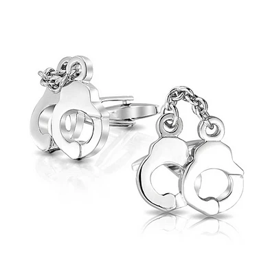 Bling Jewelry Handcuffs Partners in Crime Shirt Cufflinks Hinge Back Stainless Steel