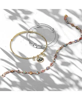Bling Jewelry Evil Eye Heart Charm Bangle Bracelet Cz Gold Plated Sterling Silver