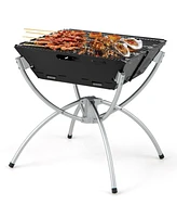 3-in-1 Camping Campfire Grill with Stainless Steel Grills Carrying Bag & Gloves