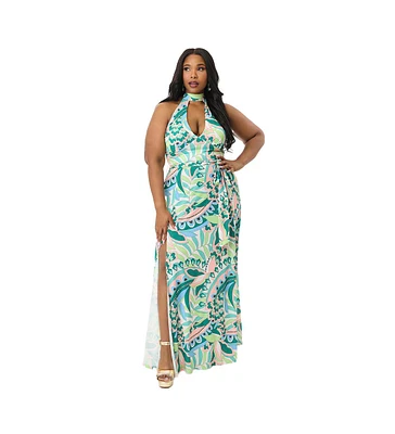 Smak Parlour Plus 1960s Halter Maxi Dress