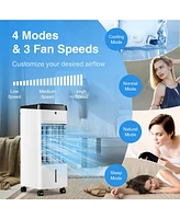 3-in-1 Evaporative Air Cooler, Quiet Personal Swamp Cooler with Remote Control, 70° Oscillation, 12H Timer, 3 Speeds, 2 Ice Boxes, Portable Air C