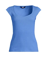 Lands' End Women's Pointelle Cap Sleeve Top