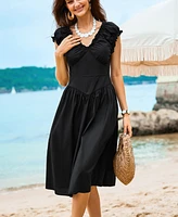 Cupshe Women's Retro Belle Black Midi Beach Dress