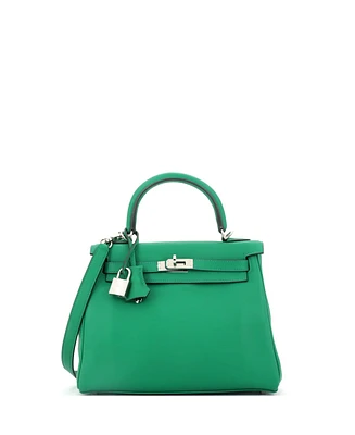 Pre-Owned HERMES Kelly 25 Handbag Swift with Palladium Hardware