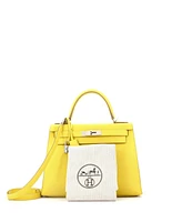 Pre-Owned Hermes Kelly 28 Handbag Yellow Epsom with Palladium Hardware