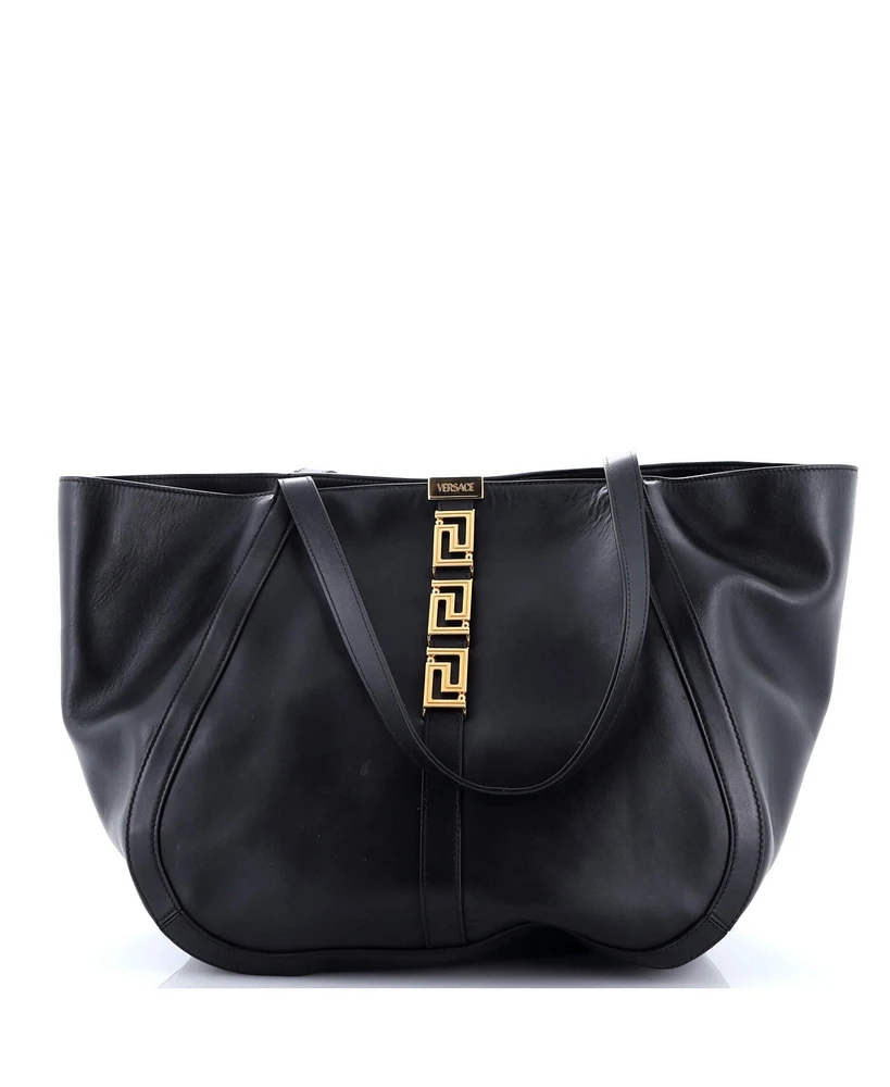 Pre-Owned Versace Large Greca Goddess Tote Leather