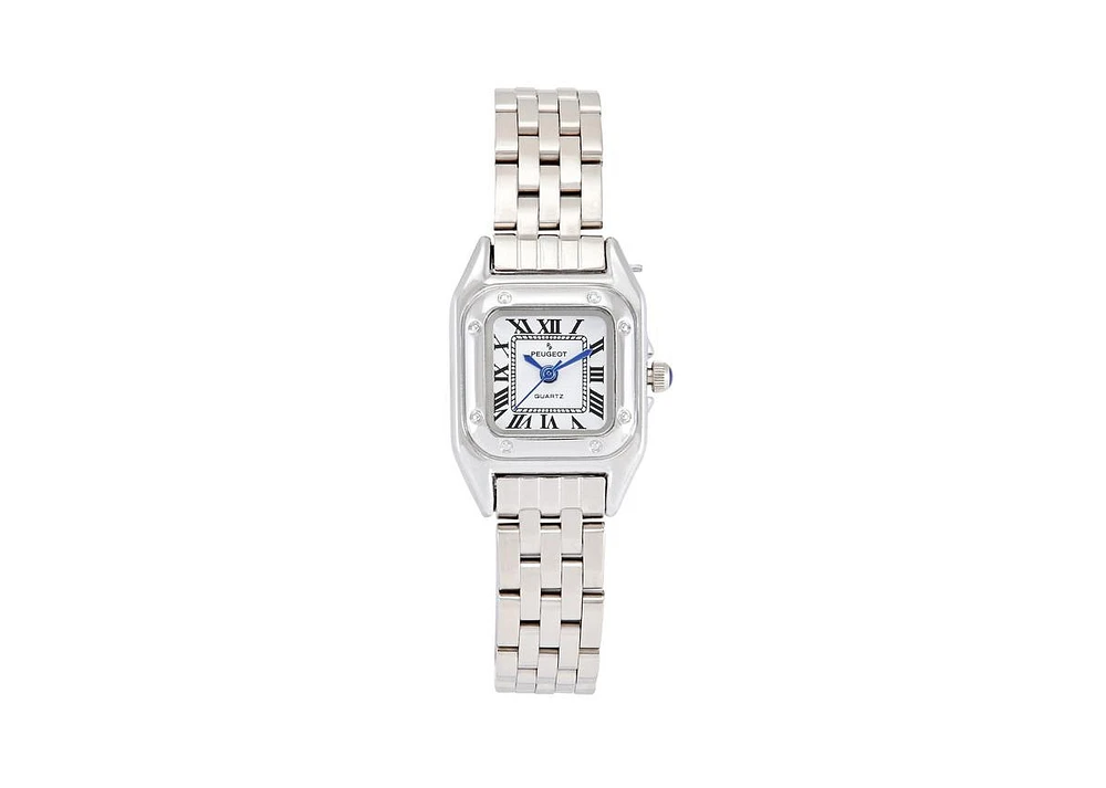 Peugeot Womens 20x22mm Silver-Tone Panther Link Bracelet Watch