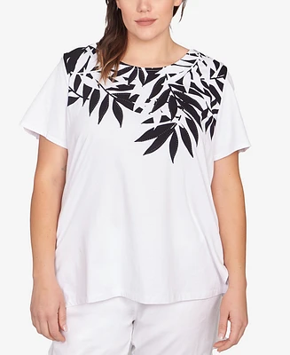 Ruby Rd. Plus Palm Print Top
