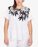 Ruby Rd. Plus Palm Print Top