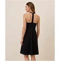 Pact Women's Organic Cotton Fit & Flare Gathered Halter Dress