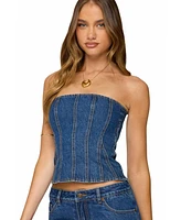 Edikted Women's Camelia Strapless Denim Corset