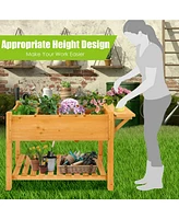 Gymax Raised Garden Bed Elevated Planter Box Kit w/8 Grids & Folding Tabletop
