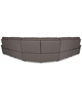 Thandler 5-Pc. Leather L Sectional with 3 Power Recliners and Drop Down Table, Exclusively at Macy's
