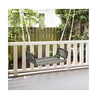 Wicker Porch Swing Seat with Cozy Armrests