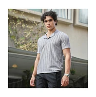 Campus Sutra Men's Coin Grey Wicker-Tactitle Polo T-Shirt